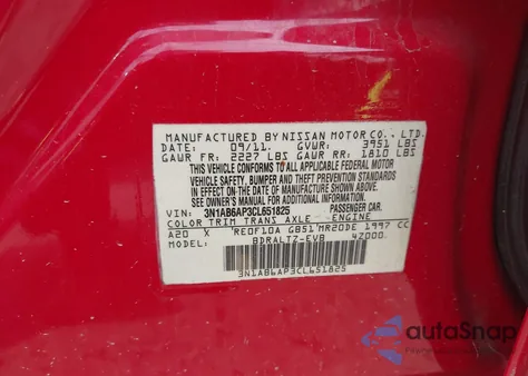 2012 Nissan Sentra 2.0 Sr from USA, damaged, VIN 3N1AB6AP3CL651825